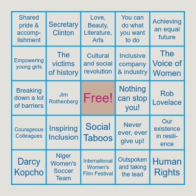 International Women's Day 2024 Bingo Card