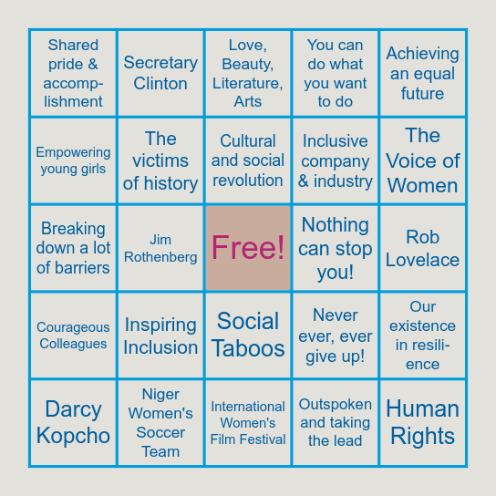 International Women's Day 2024 Bingo Card