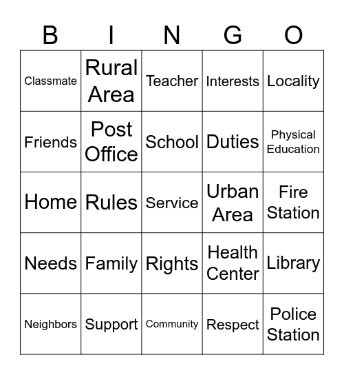 What's A Community? Bingo Card