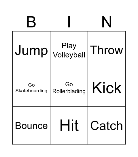 Sports and activities Bingo Card