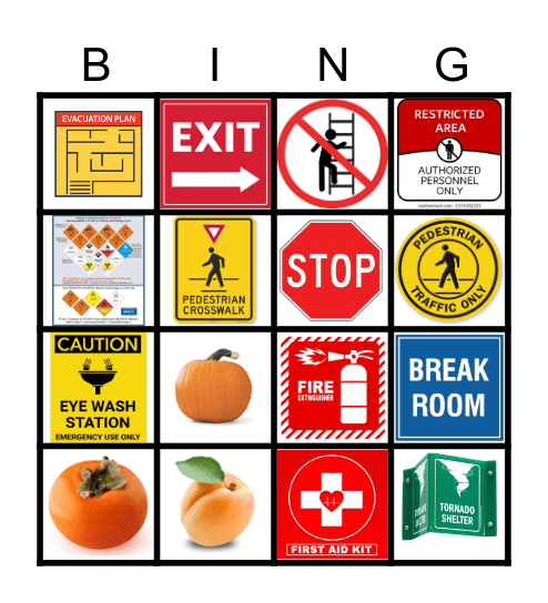 1DA Wing E Safety Bingo Card