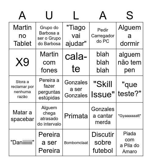 Aulas Bingo Card