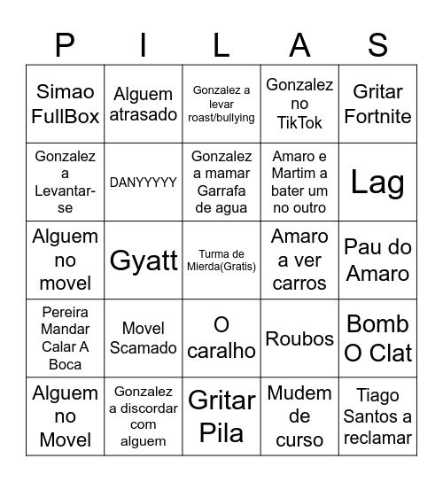 Bingo da PixaGorda Bingo Card