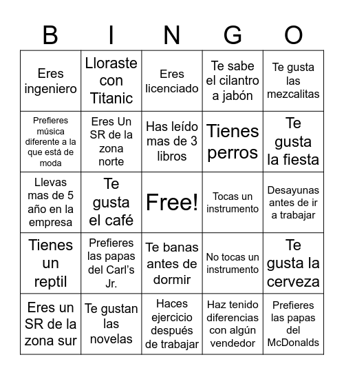 Get to Know You Bingo! Bingo Card