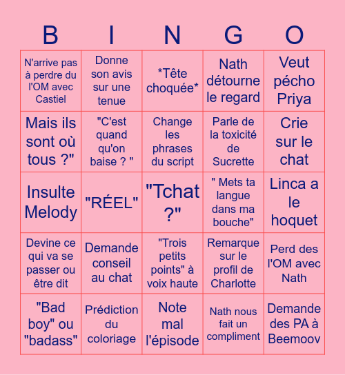 Bingo amour sucré Bingo Card