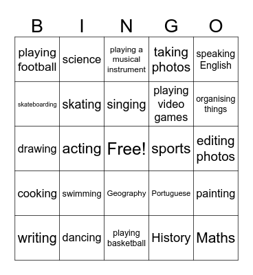 Find people who are good at... Bingo Card