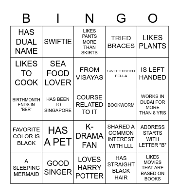 LLL SEND OFF Bingo Card
