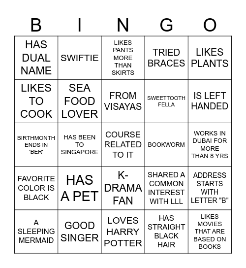 LLL SEND OFF Bingo Card