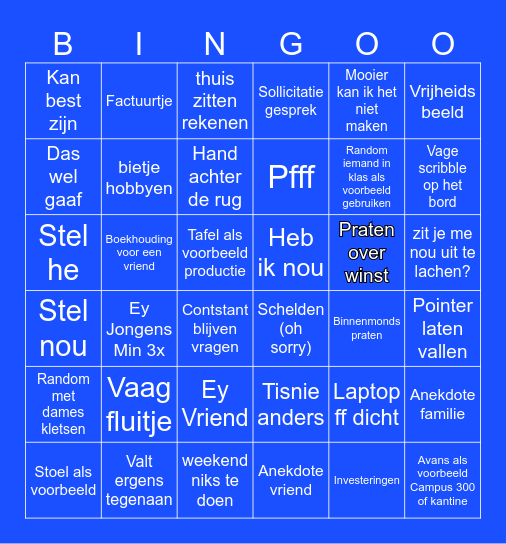 Sergio Bingo Card