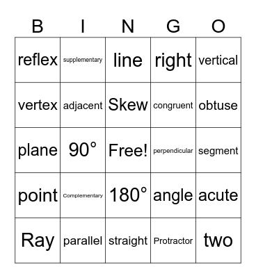 Geometry terms BINGO Card