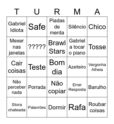 Bingo do 9°A Bingo Card