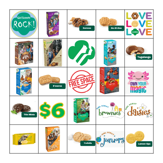 Girl Scout Cookies Bingo Card