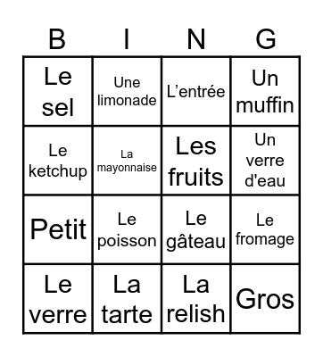 Au restaurant - 4 x 4 cases Bingo Card