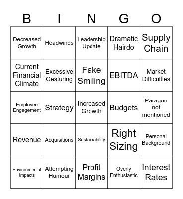 Town Hall Bingo Card