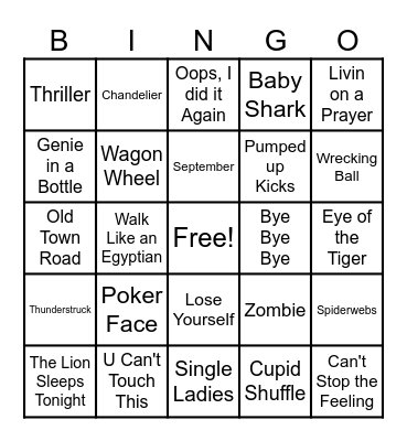 Music Bingo Card