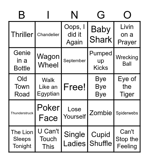 Music Bingo Card