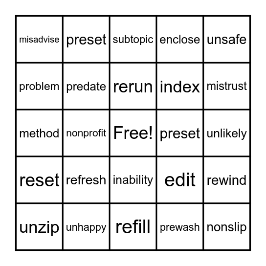 Fundations Bingo Card