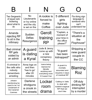 Stormwind Guard Bingo Card