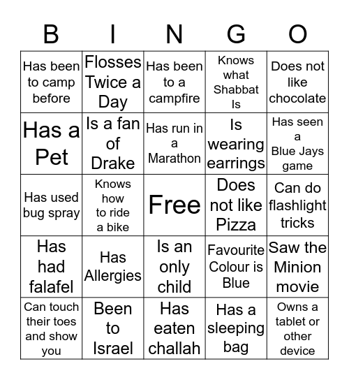 NBB Weekender Bingo Card