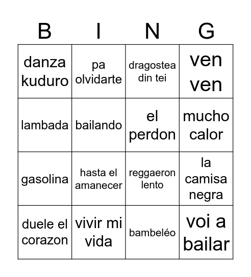 Sangria Avond Bingo Card