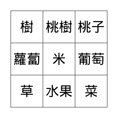 蔬果/植物(Plants) Bingo Card