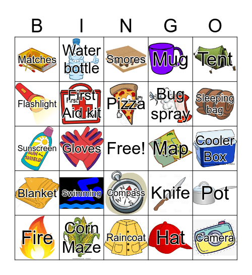 Teen Summer Camp Bingo Card
