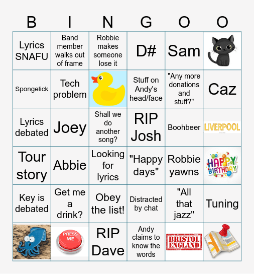 TLJ Stream Bingo Card