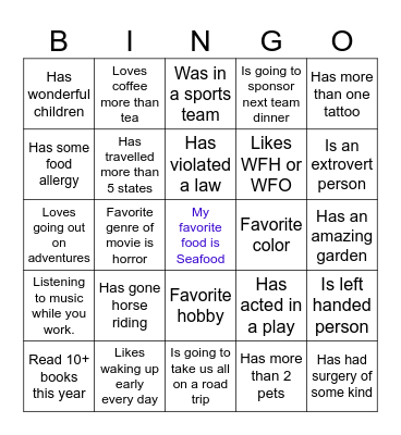 Farewell Bingo Card