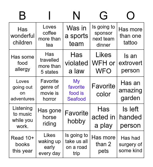 Farewell Bingo Card