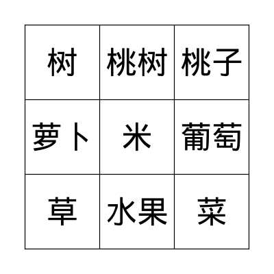 蔬果/植物(Plants) Bingo Card