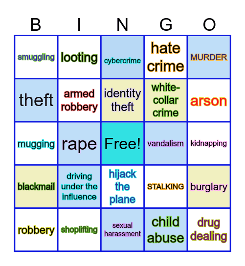 CRIME Bingo Card
