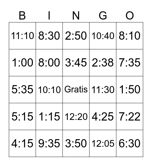 La Hora Bingo Card