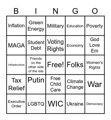 State of the Union Bingo Card