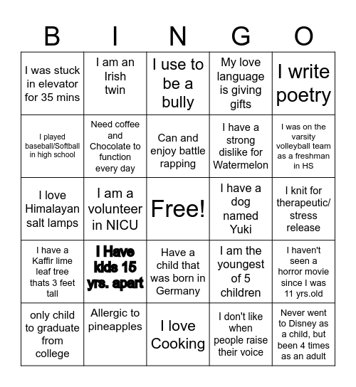 Do You Know Your Coworkers Bingo Card