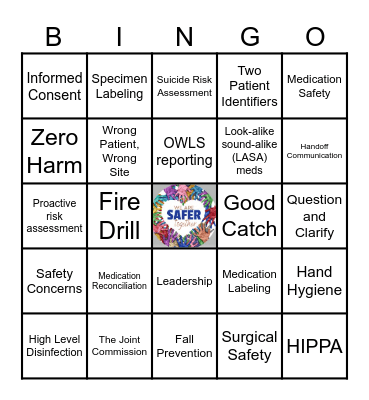 DH Patient Safety Bingo Card