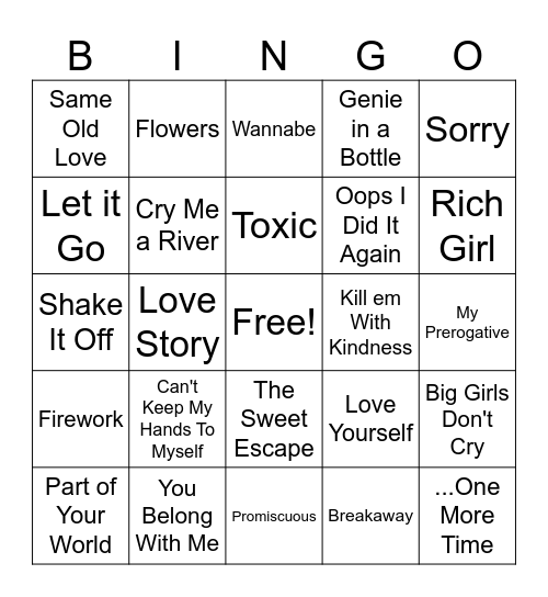 Music Bingo Card