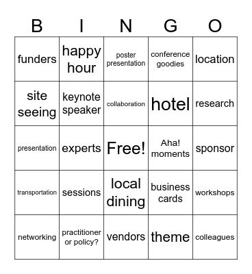 ET Stand-up Conference Bingo Card