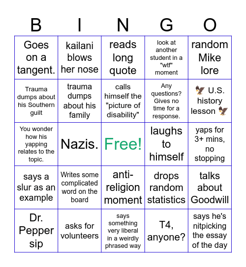 Mike's Morning Machinations Bingo Card