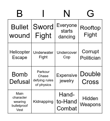 Bollywood Bingo Card