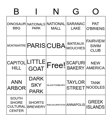 EMILIE & SAM Bingo Card