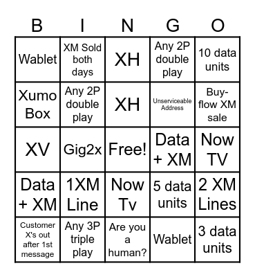 Team Lacroix 2-Day Bingo Card