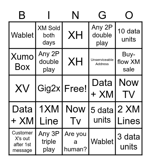 Team Lacroix 2-Day Bingo Card