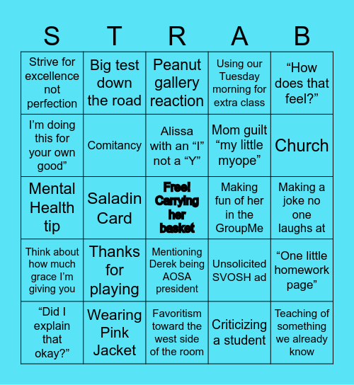 Strabismus Bingo Card