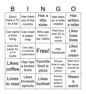 Find Someone Who... Bingo Card