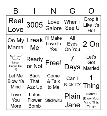 R&B/Hip-Hop #1 Bingo Card