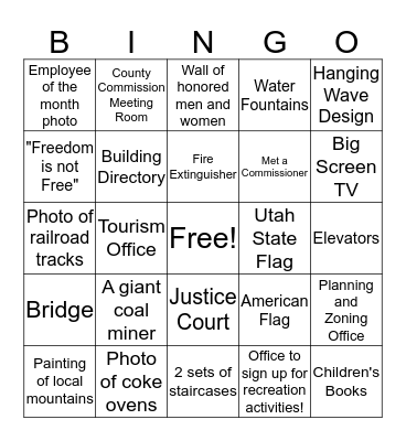 Put an X in the box once you spy it! Bingo Card