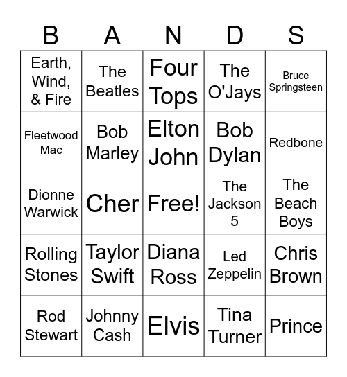 Music Circle Bingo Card