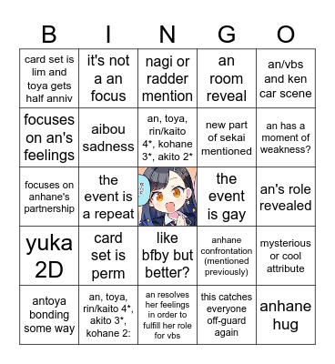 An5 predicts Bingo Card