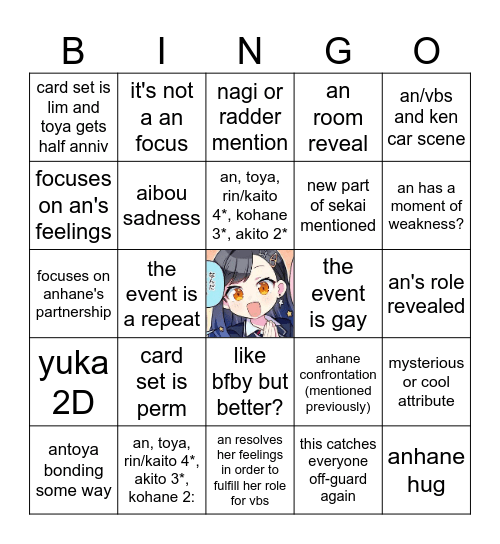 An5 predicts Bingo Card