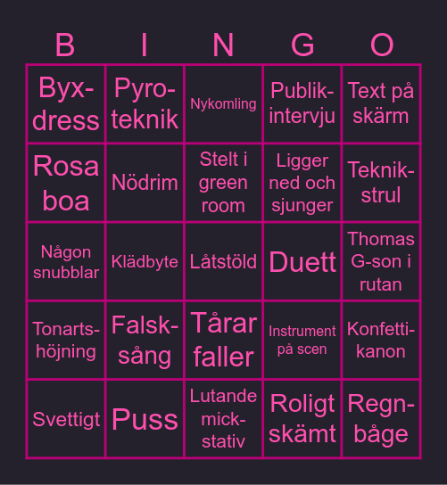 Mellobingo! Bingo Card